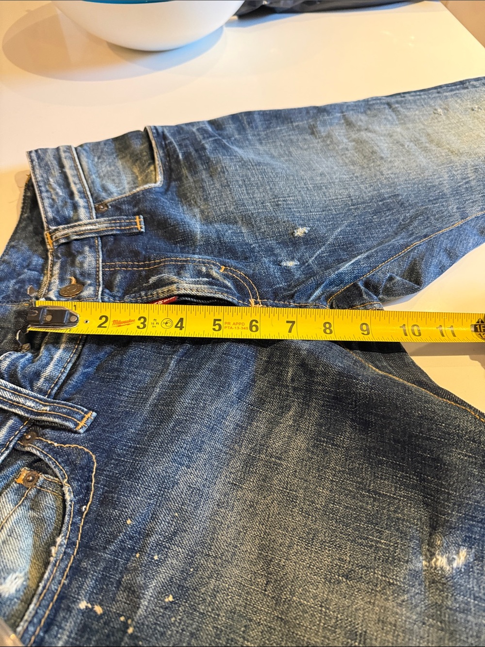 DSQUARED Indigo Washed Straight-Leg Jeans with Distressed Accents - Picture 7 of 7